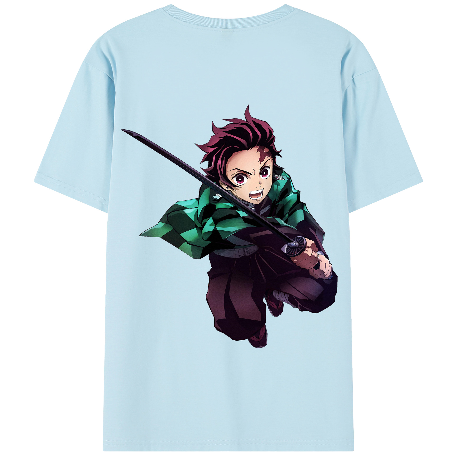 （画像用） 鬼滅の刃 竈門 炭治郎／かまど たんじろう Kamado Tanjirou 綿100％半袖Tシャツ（背面プリント）